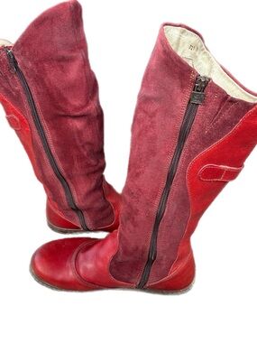 El Naturalista Red Leather & Suede Tall Boots – Women’s EU 39 / US 8.5–9